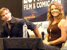 Dina Meyer and Casper Van Dien during Starship Troopers talk at London Film and Comic Con 2014 09